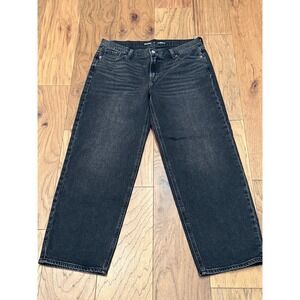 Old Navy Mid-Rise Boyfriend Loose Jeans Washed Black Denim Womens 10